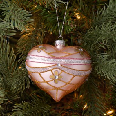Glass Jeweled Heart Ornament - Exclusive
