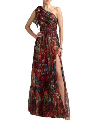  Side Cut Out One Shoulder Gown
