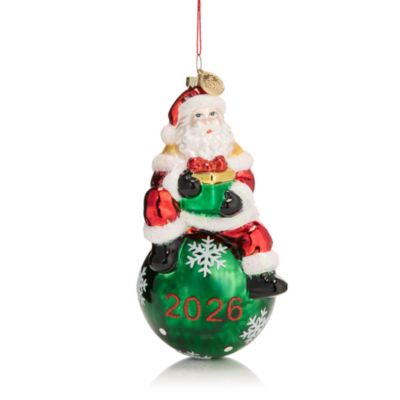2026 Christmas Classics Glass Santa Ornament