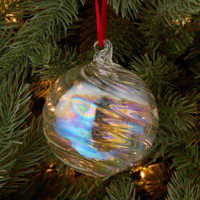 Glass Iridescent Swirl Bauble Ornament