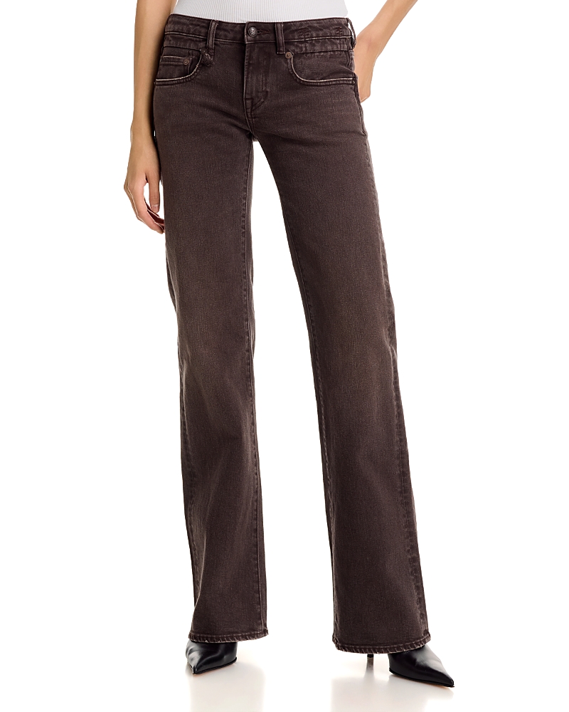 R13 Boy Low Rise Flare Jeans in Worn Chocolate Brown Stretch