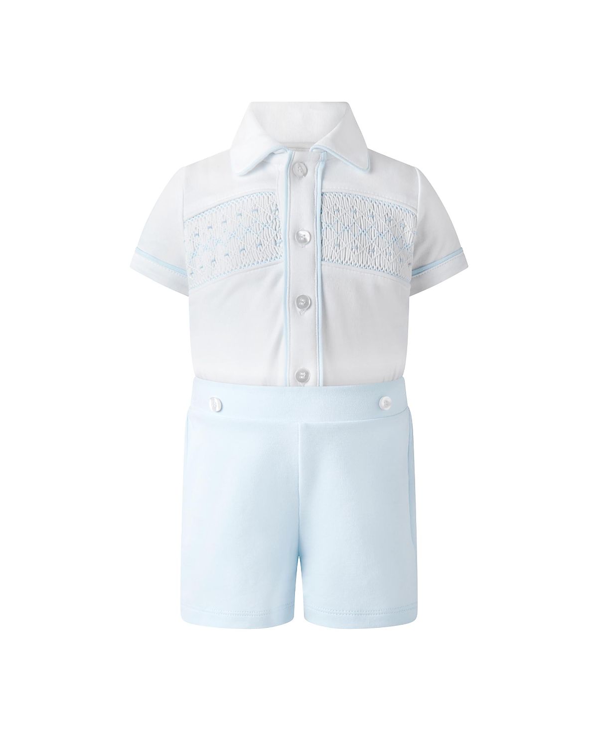 Rachel Riley Boys' Pima Jersey Smocked Top and Short Set - Baby