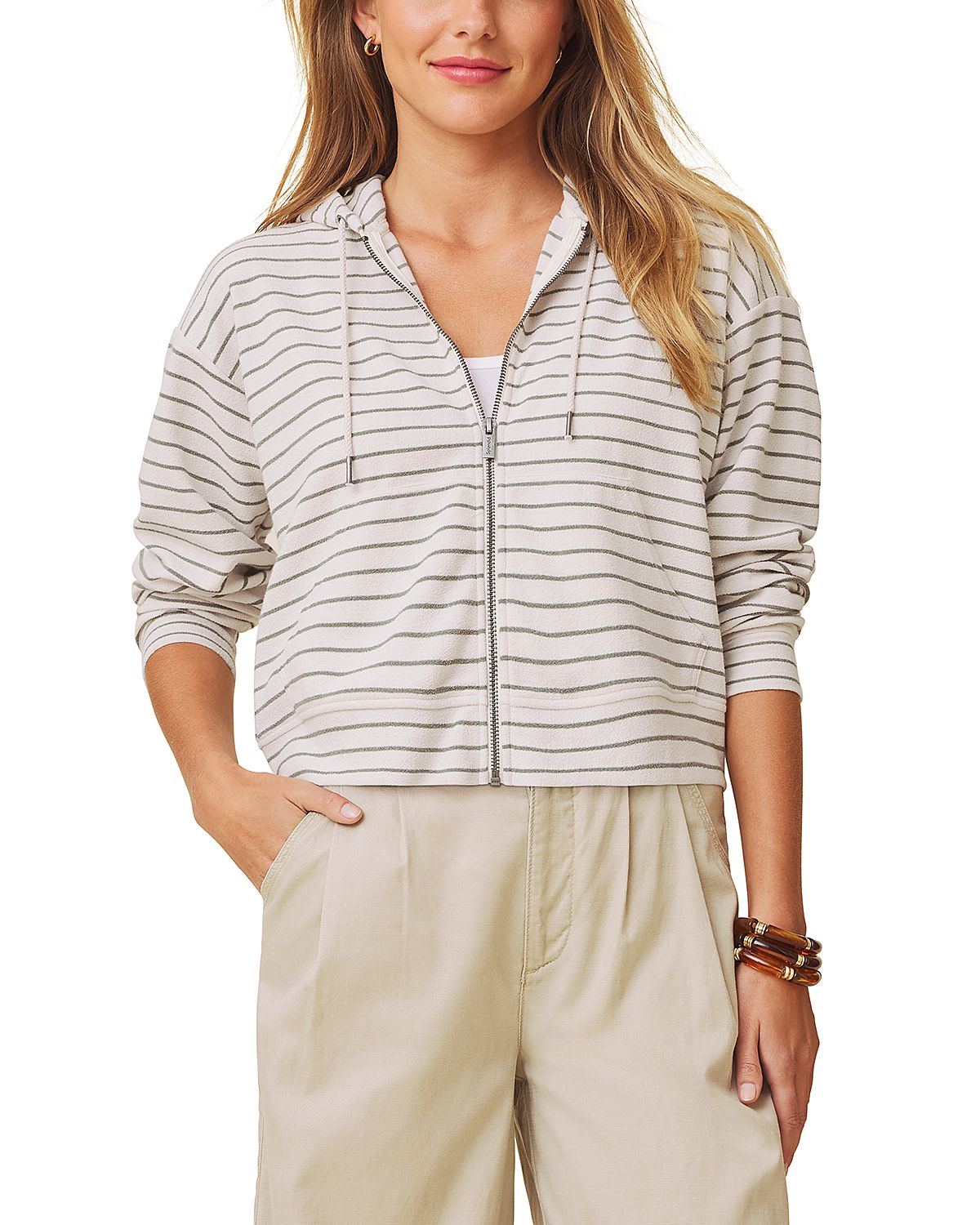Splendid Kennedy Stripe Zip Up Sweatshirt