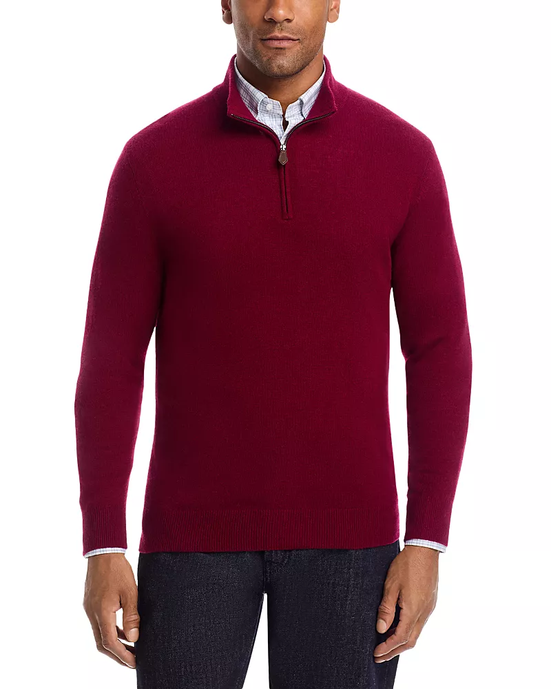 The Men's Store at Bloomingdale's Soft Berry Cashmere Quarter-Zip Sweater - Exclusive