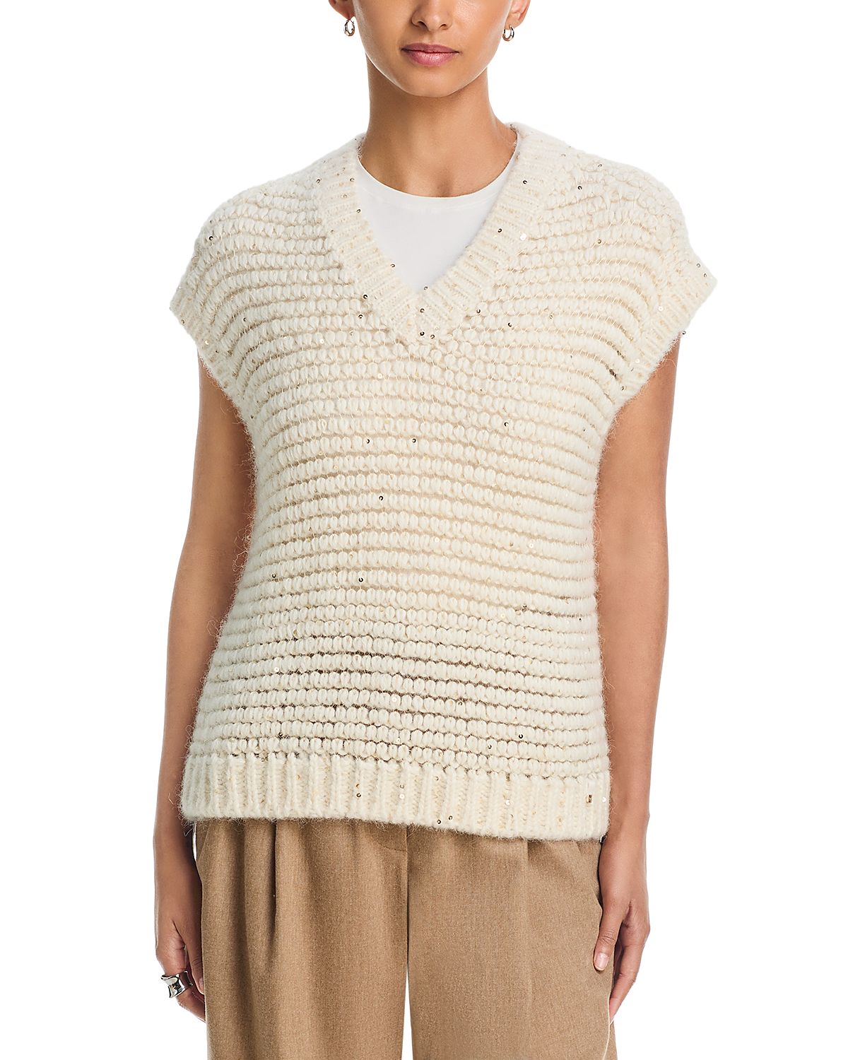 Herno Sleeveless Alpaca Blend Sequin Sweater