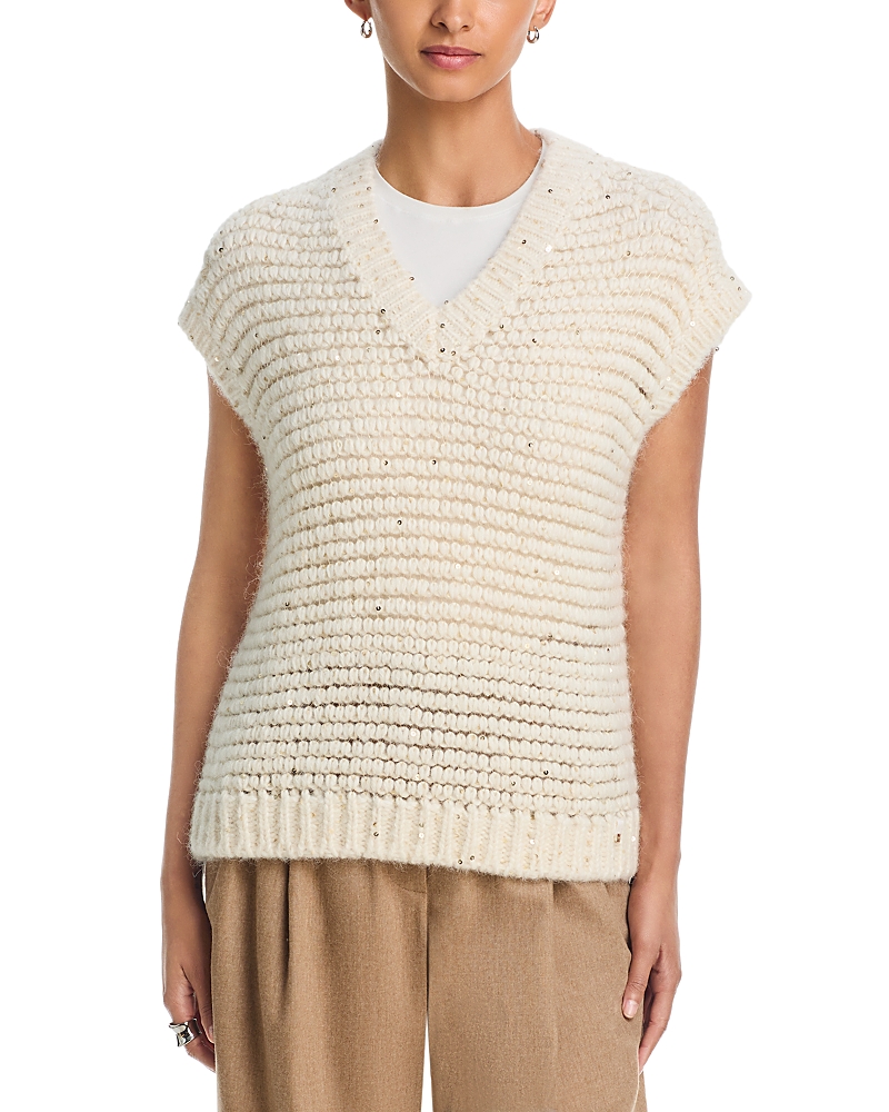 Herno Sleeveless Alpaca Blend Sequin Sweater