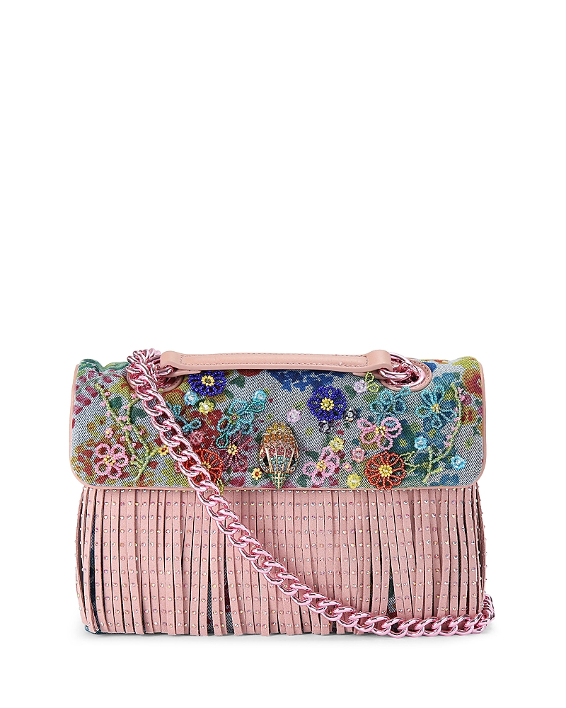 Kurt Geiger London Kensington Large Fringe Floral Denim Shoulder Bag