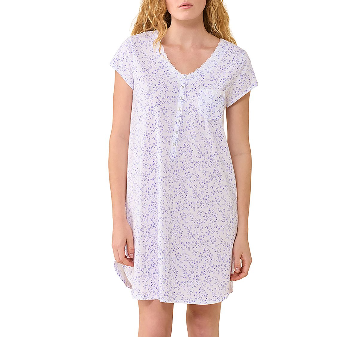 Eileen West Cap Sleeve Cotton Jersey Knit Short Nightshirt
