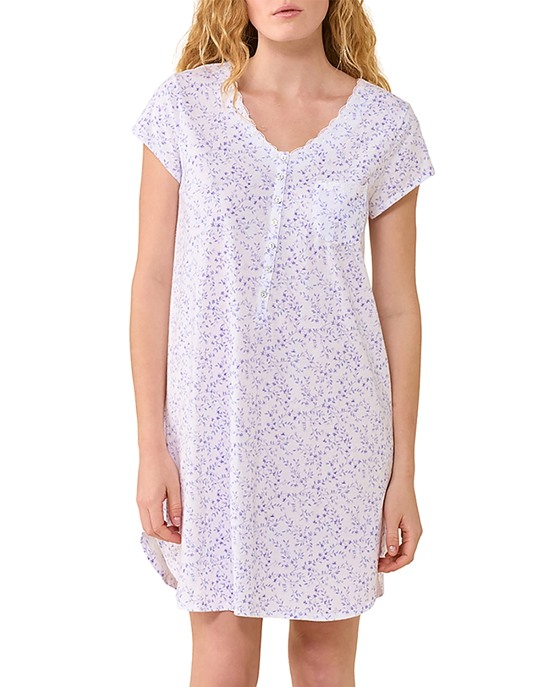 Eileen West Cap Sleeve Cotton Jersey Knit Short Nightshirt