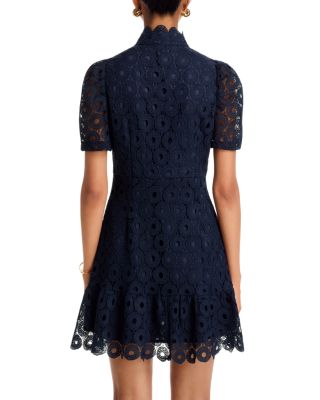Geo Lace Short Sleeve Mini Dress - Exclusive - thumbnail 4
