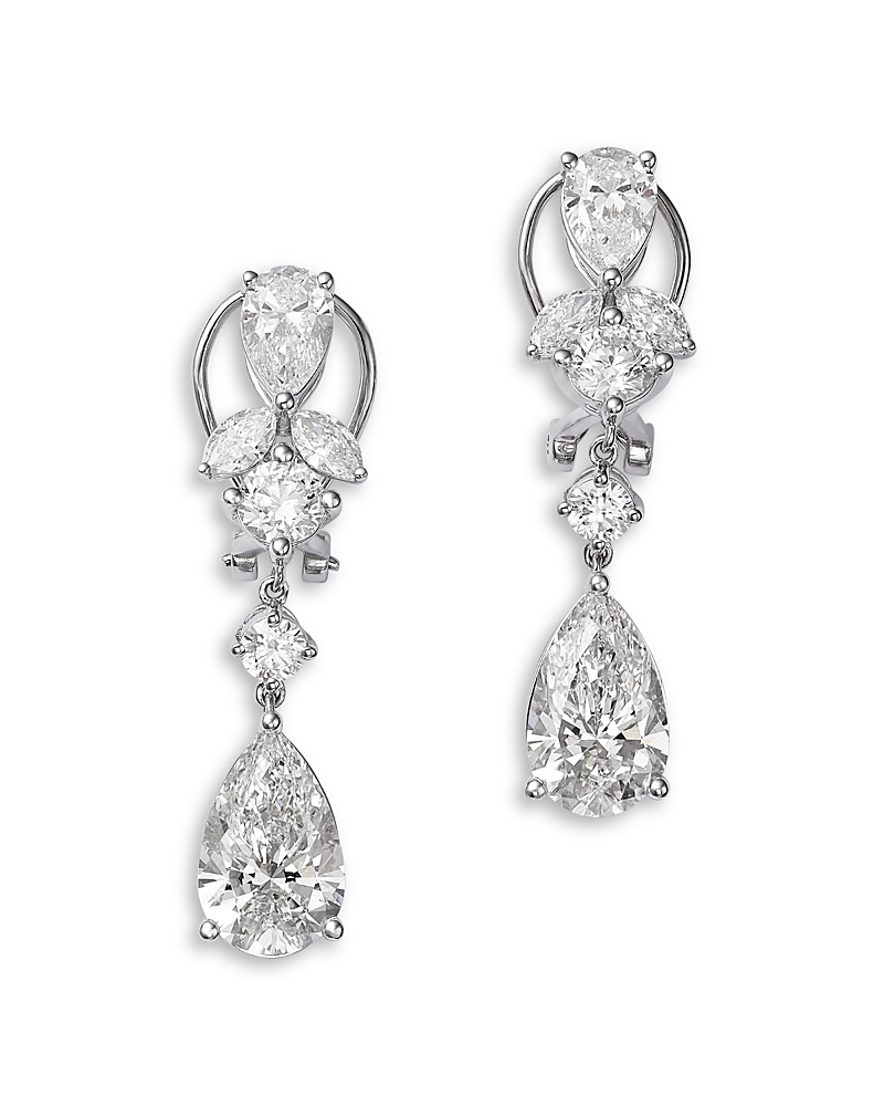 Bloomingdale's Fine Collection Luxe Collection Certified Lab Grown Diamond Fancy Cut Drop Earrings in 14K White Gold, 8.0 tcw
