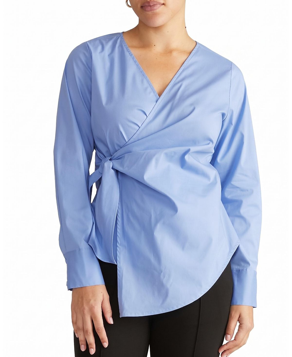 Universal Standard Women's Plus Beacon Stretch Poplin Wrap Shirt