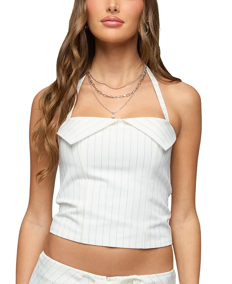 Edikted Parker Pinstripe Halter Top