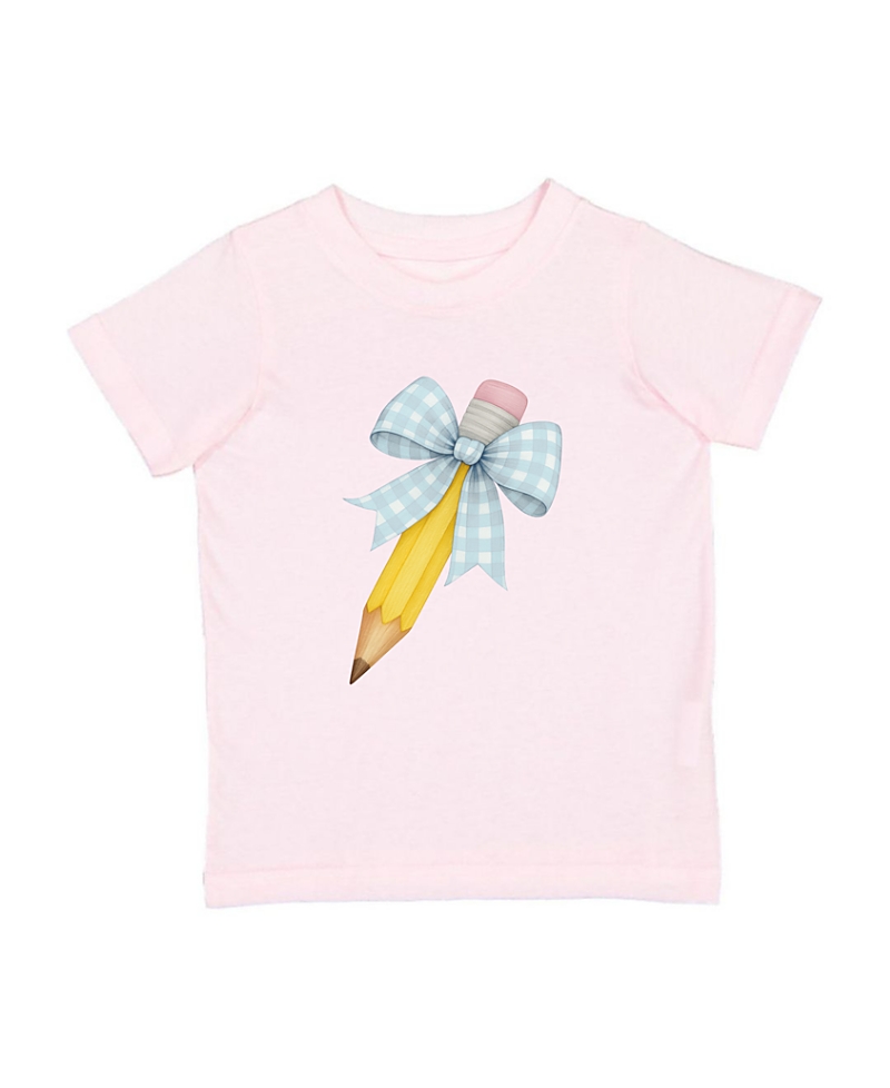 Sweet Wink Girls' Plaid Pencil Bow Short Sleeve T-Shirt - Little Kid