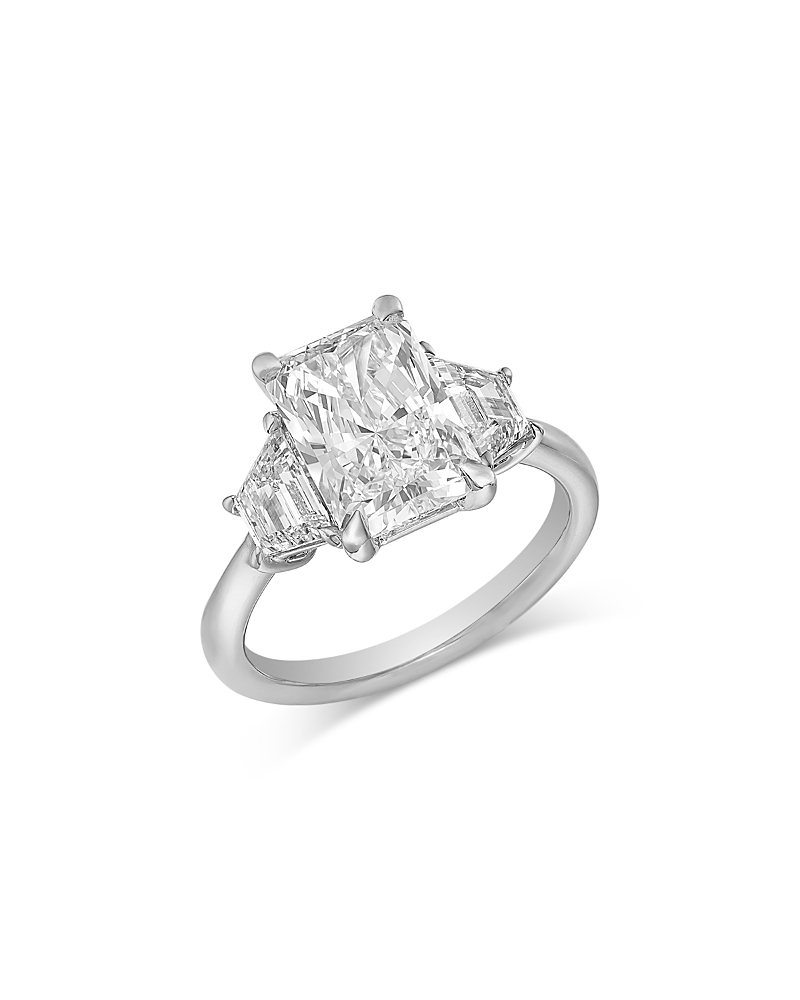 Bloomingdale's Fine Collection Luxe Collection Certified Lab Grown Diamond Radiant & Trapezoid Cut Engagement Ring in 18K White Gold, 4.0 tcw