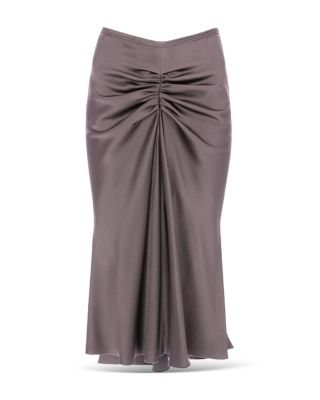 Bela Ruched Satin Midi Skirt