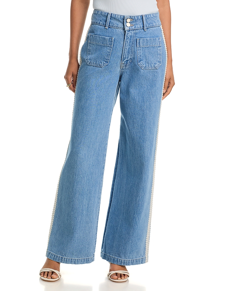 Veronica Beard Taylor High Rise Wide Leg Jeans in Halo Blue