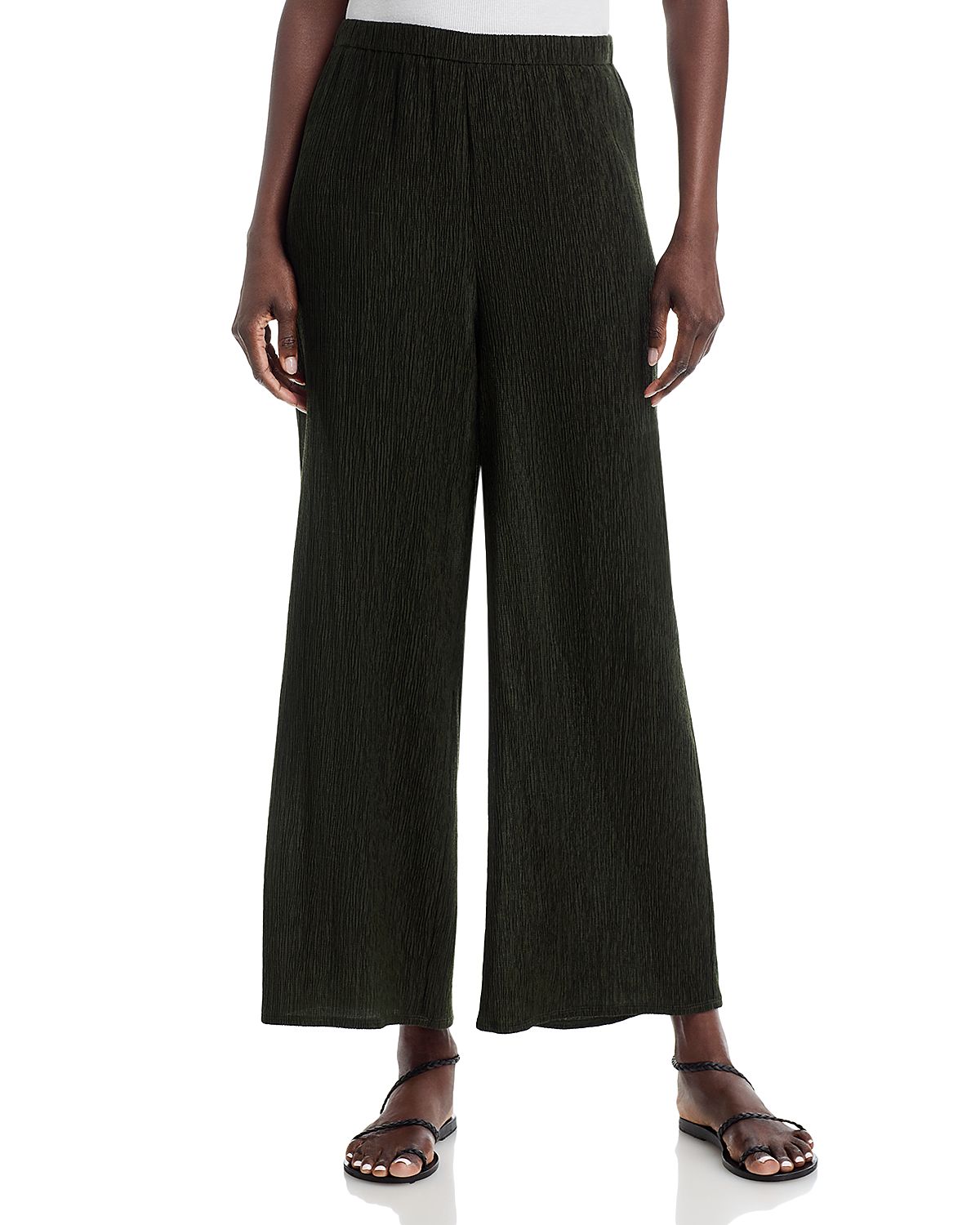 Eileen Fisher Plisse Wide Ankle Pants
