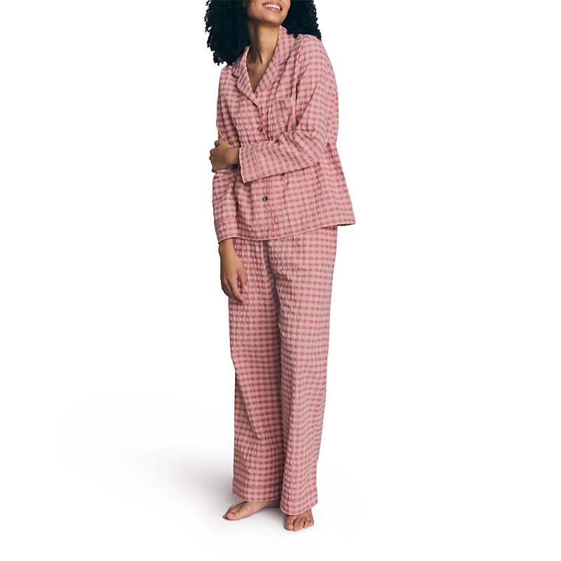 Piglet in Bed Seersucker Gingham Cotton Trouser Set
