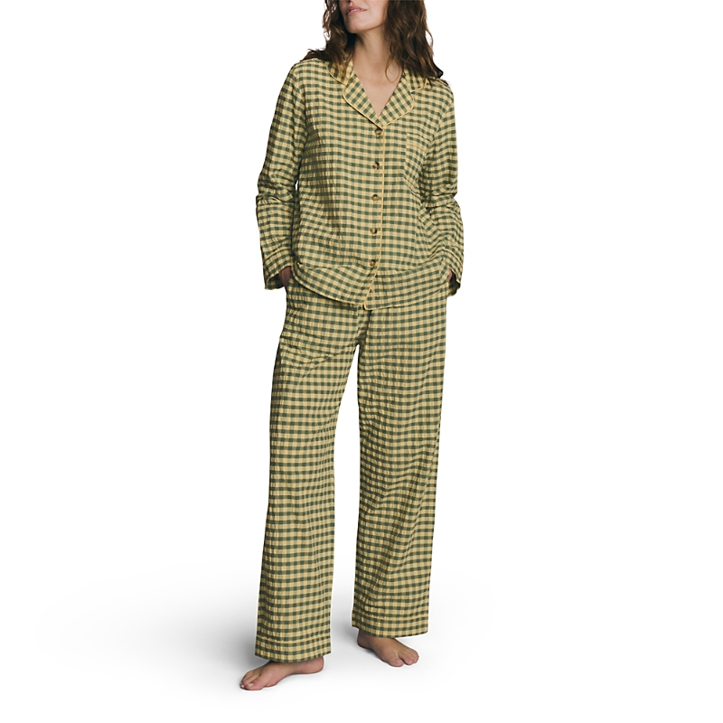 Piglet In Bed Seersucker Gingham Cotton Trouser Set