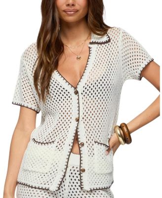 Rocca Contrast Button Up Crochet Top