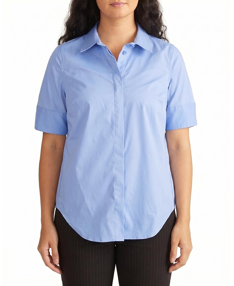Universal Standard Women's Plus Elbe Stretch Poplin Short Sleeve Shirt
