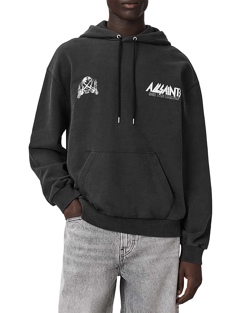 Allsaints Chromium Logo Graphic Drawstring Tour Hoodie