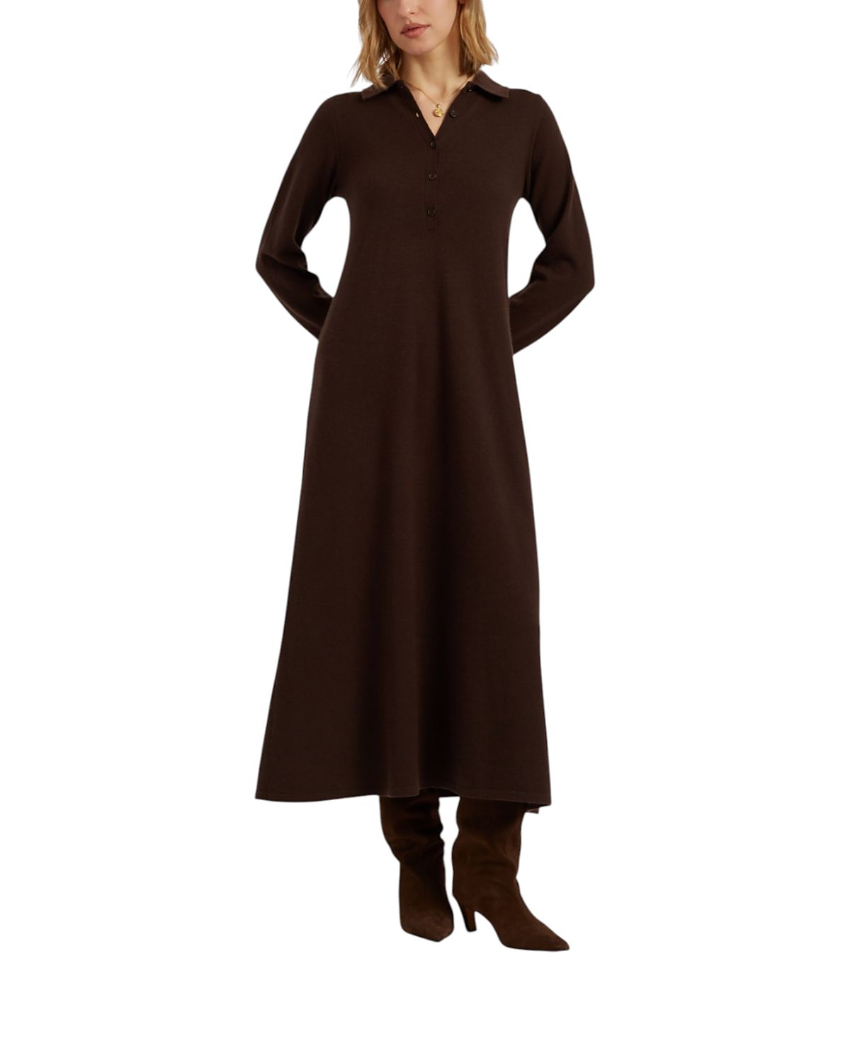 Chinti & Parker Women's Wool-Cashmere A-Line Polo Dress