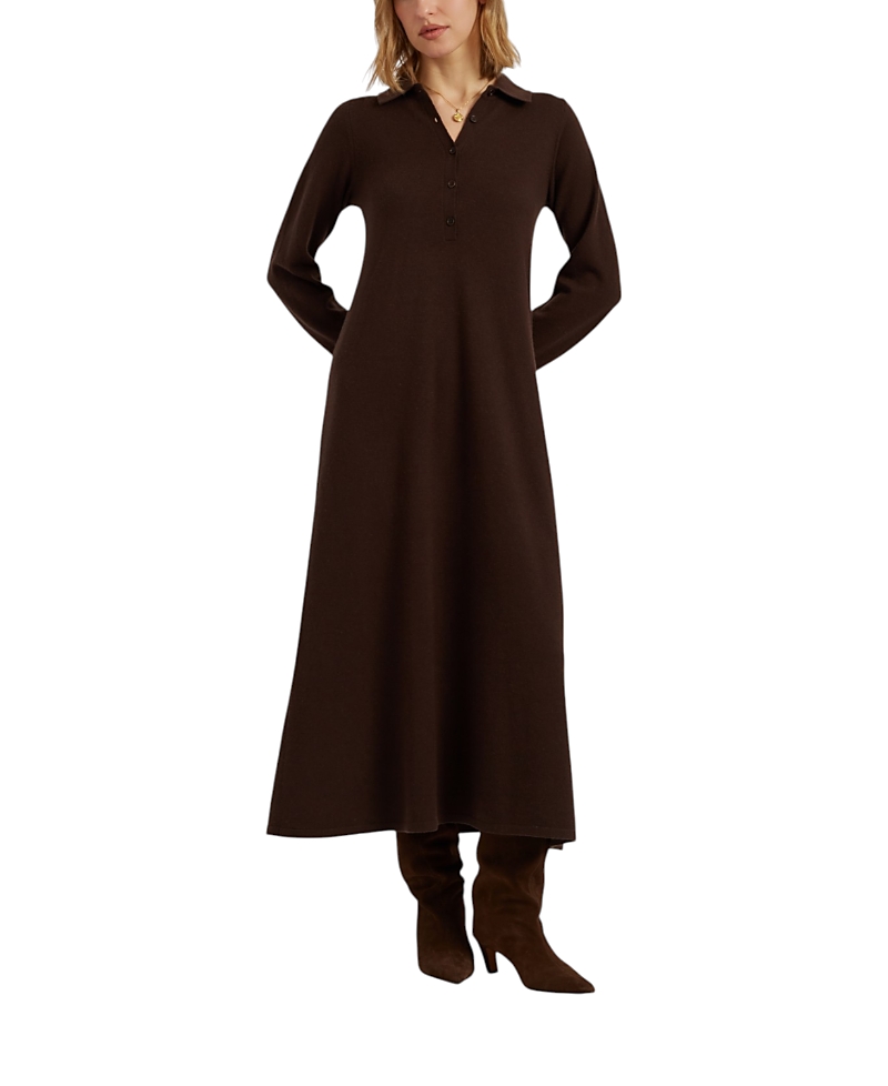 Chinti & Parker Women's Wool-Cashmere A-Line Polo Dress