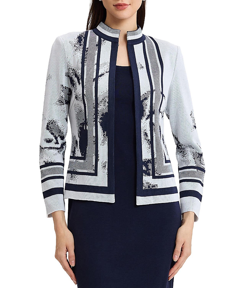 Ming Wang Abstract Two-Tone Knit Jacket