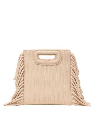 Mini M Topstitched Fringe Leather Crossbody