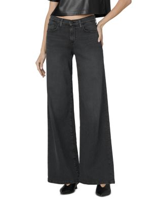 The Lou Lou Low Rise Wide Leg Jeans in Black Cat