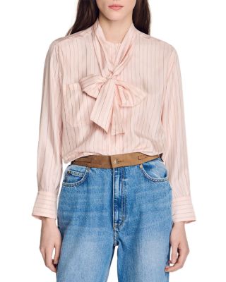 Miraluna Striped Tie Neck Shirt