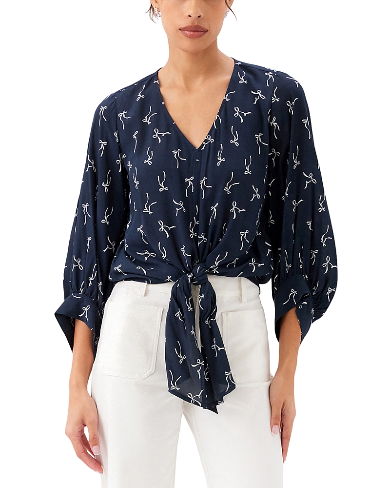 Karen Kane Blouson Sleeve Tie Front Top