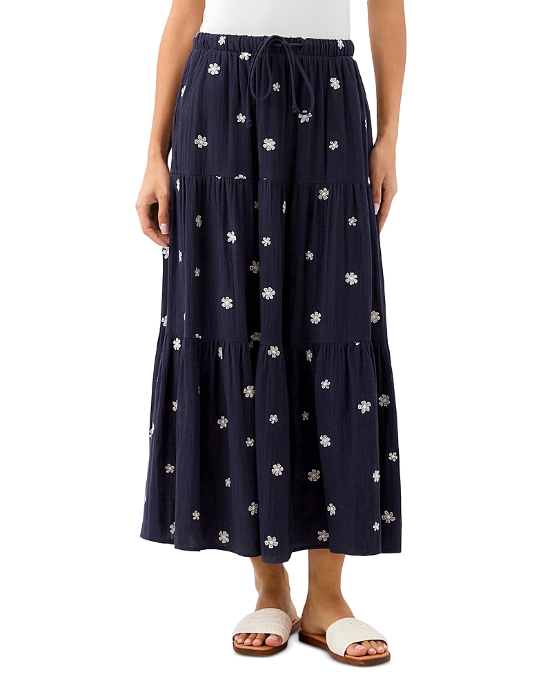 Karen Kane Embroidered Tiered Midi Skirt