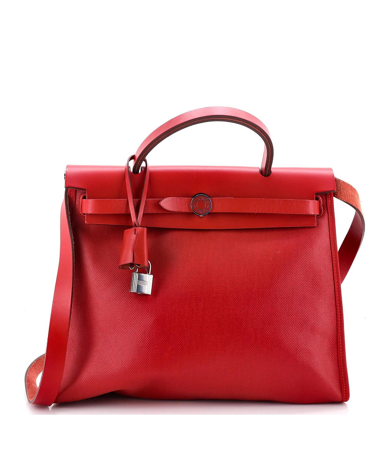 Pre-Owned HERMES 31 Herbag Zip Berline Vache Canvas and Leather