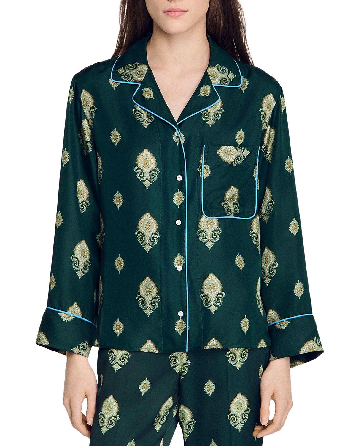 Sandro Paisley Print Pajama Shirt