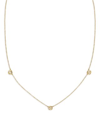 18K Yellow Gold Interlocking Logo Station Necklace, 15.7-16.5"