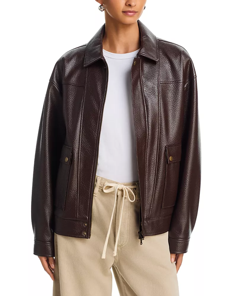 Paige Ashland Faux Leather Bomber Jacket