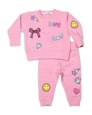 Girls' Doodle Patch Appliqu&eacute;s French Terry Top & Pants Set - Little Kid