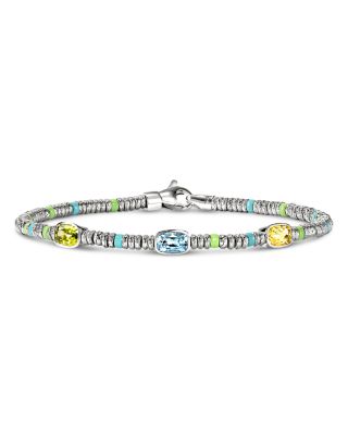 Sterling Silver Heishi Multi Gemstone Bead Bracelet