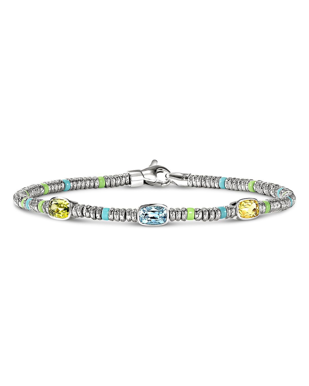 John Hardy Sterling Silver Heishi Multi Gemstone Bead Bracelet