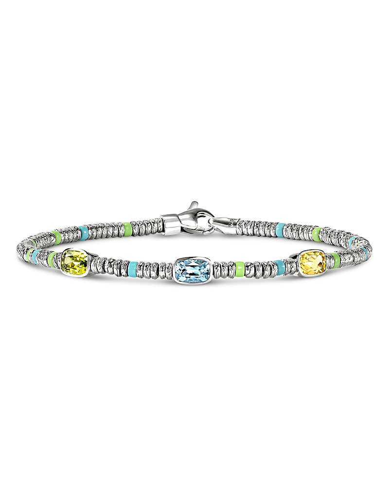 John Hardy Sterling Silver Heishi Multi Gemstone Bead Bracelet