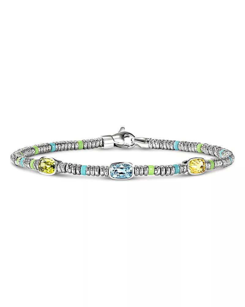 John Hardy Sterling Silver Heishi Multi Gemstone Bead Bracelet