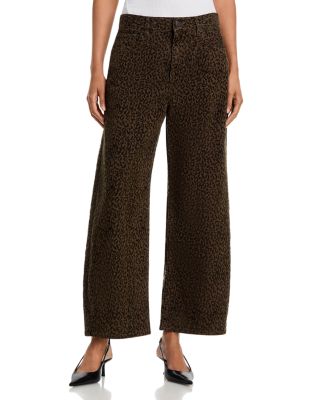 The Bow High Rise Crop Flocked Jeans in Sandcat