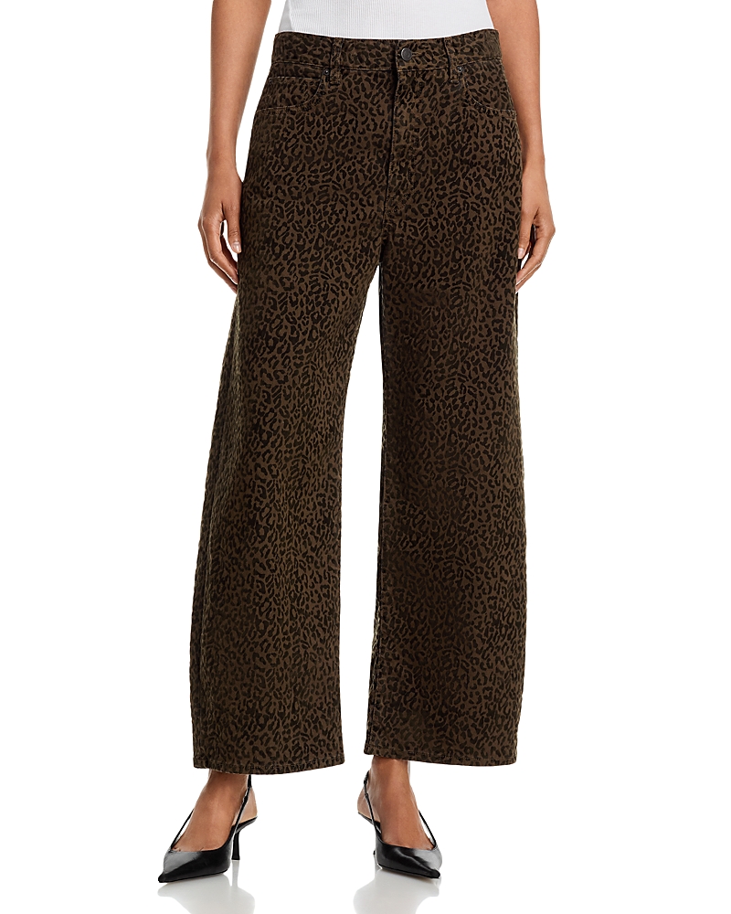 Frame The Bow High Rise Crop Flocked Jeans in Sandcat