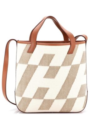 27 Cabas H en Biais Tote Canvas with Leather