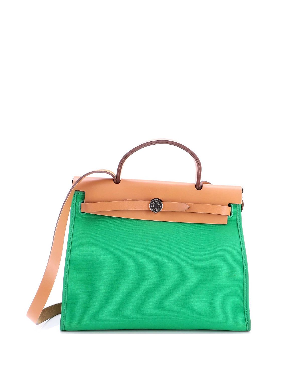 Pre-Owned HERMES 31 Herbag Zip Leather and Toile