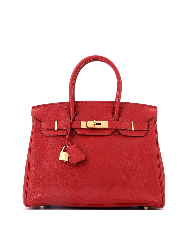 Pre-Owned HERMES Birkin 30 Handbag Red Togo with Gold Hardware