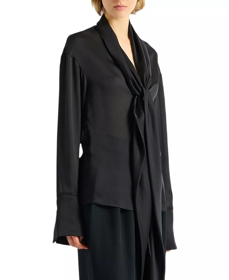 Balmain Silk Shirt with Tie Collar